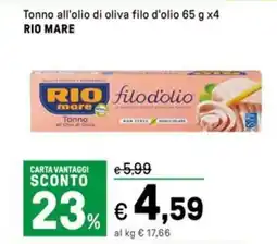Iper La Grande Tonno all'olio di oliva filo d'olio RIO MARE offerta