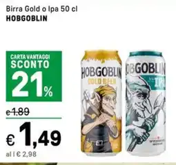 Iper La Grande Birra Gold o Ipa HOBGOBLIN offerta