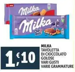 Deco Supermercati Milka tavoletta di cioccolato golose offerta