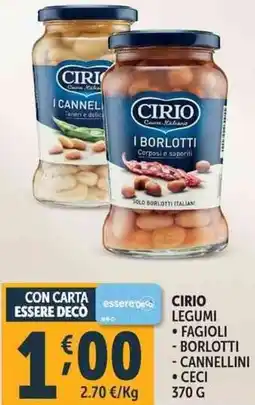 Deco Supermercati Cirio legumi fagioli borlotti cannellini ceci offerta