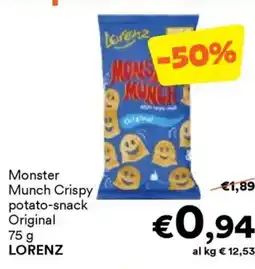 Unes Monster Munch Crispy potato-snack Original LORENZ offerta