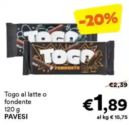 Unes Togo al latte o fondente PAVESI offerta