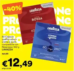 Unes 60 Capsule qualità rossa o crema e gusto compatibile con Nespresso LAVAZZA offerta