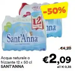 Unes Acqua naturale o frizzante SANT'ANNA offerta