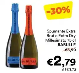 Unes Spumante Extra Brut o Extra Dry Millesimato BABULLE offerta