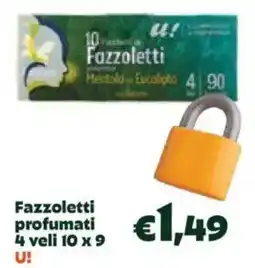 Unes 10 Fazzoletti Mentolo Eucalipto 4 veli 10 x 9 U! offerta