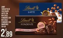 Euroesse Lindt tavoletta di cioccolato latte con nocciole/ fondente con nocciole/ fondente con mandorle offerta