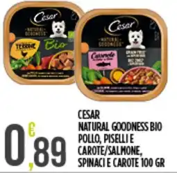 Euroesse Cesar natural goodness bio pollo, pisellie carote/salmone, spinaci e carote offerta