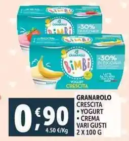 Deco Supermercati Granarolo crescita yogurt crema offerta