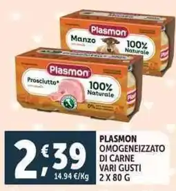 Deco Supermercati Plasmon omogeneizzato di carne offerta