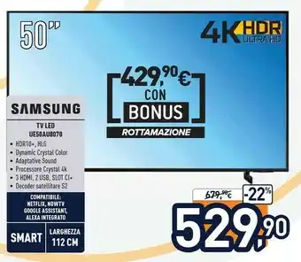 Unieuro Series 8 ue50au8070 127 cm (50") 4k ultra hd smart tv wi-fi nero offerta