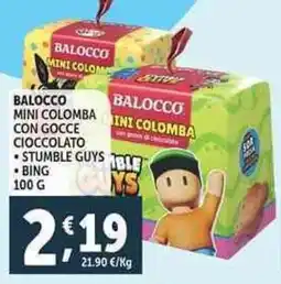 Deco Supermercati Balocco mini colomba con gocce cioccolato offerta