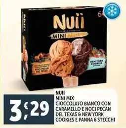 Deco Supermercati Nuii mini mix cioccolato bianco con caramello e noci pecan del texas & new york cookies e panna 6 stecchi offerta