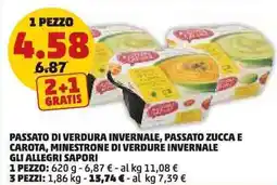 PENNY Passato di verdura invernale, passato zucca e carota, minestrone di verdure invernale GLI ALLEGRI SAPORI offerta