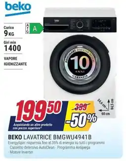 Trony BEKO LAVATRICE BMGWU4941B offerta