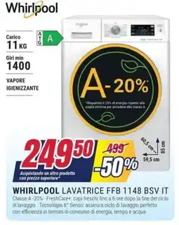 Trony WHIRLPOOL LAVATRICE FFB 1148 BSV IT offerta