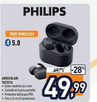Unieuro 3000 series tat3216bk/00 cuffia e auricolare true wireless stereo (tws) in-ear musica e chiamate bluetooth nero offerta