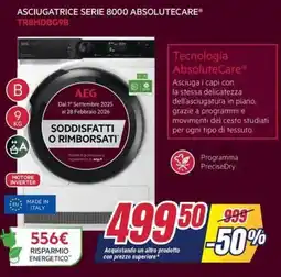 Trony AEG ASCIUGATRICE SERIE 8000 ABSOLUTECARE TR8HDBG9B offerta