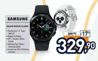Unieuro Galaxy watch4 classic 3,05 cm (1.2") 42 mm samoled nero gps (satellitare) offerta