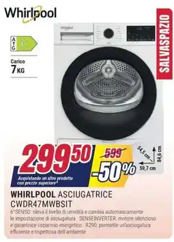 Trony WHIRLPOOL ASCIUGATRICE CWDR47MWBSIT offerta