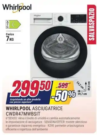 WHIRLPOOL ASCIUGATRICE CWDR47MWBSIT
