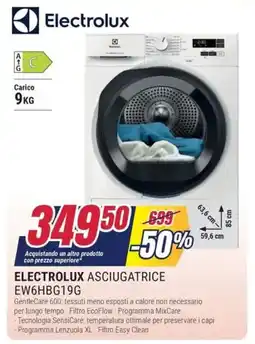 Trony ELECTROLUX ASCIUGATRICE EW6HBG19G offerta