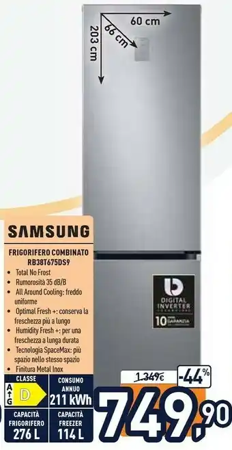 Unieuro Rb38t675ds9 frigorifero con congelatore libera installazione 385 l d argento offerta