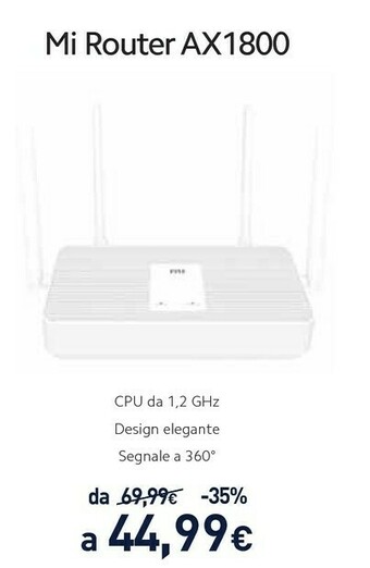 Unieuro Mi router ax1800 router wireless ethernet dual-band (2.4 ghz/5 ghz) 5g bianco offerta