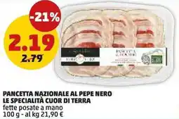 PENNY Pancetta nazionale al pepe nero le specialità CUOR DI TERRA offerta