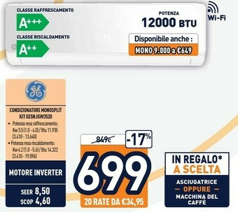 Unieuro Condizionatore monosplit kit gesnjgw3520 offerta