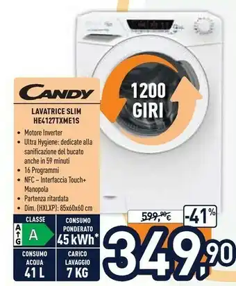 Unieuro Ultra he4 127txme/1-s lavatrice caricamento frontale 7 kg 1200 giri/min a bianco offerta