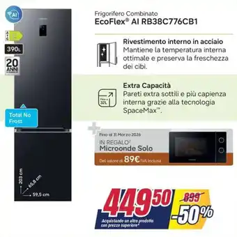 SAMSUNG Frigorifero Combinato EcoFlex Al RB38C776CB1