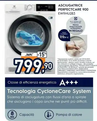 Unieuro Asciugatrice perfectcare ew9hu283 offerta