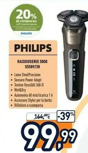 Unieuro Shaver series 5000 s5589/30 rasoio elettrico rotazione offerta