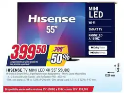 Trony HISENSE TV MINI LED 4K 55" 55U8Q offerta