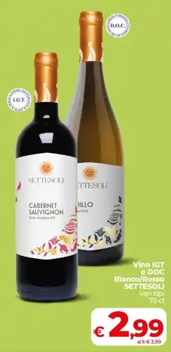 Coop Vino IGT e DOC Bianco/Rosso SETTESOLI offerta