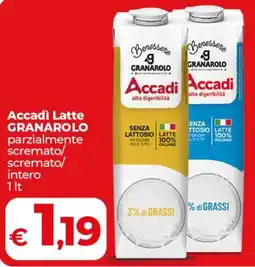 Coop Accadì Latte GRANAROLO parzialmente scremato/ scremato/ intero offerta