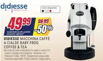 Trony Didiesse macchina caffè a cialde baby frog coffee & tea offerta