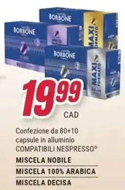 Trony Borbone miscela nobile, miscela 100% arabica, miscela decisa offerta