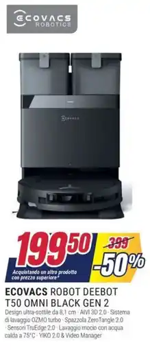 Trony Ecovacs robot deebot T50 omni black gen 2 offerta