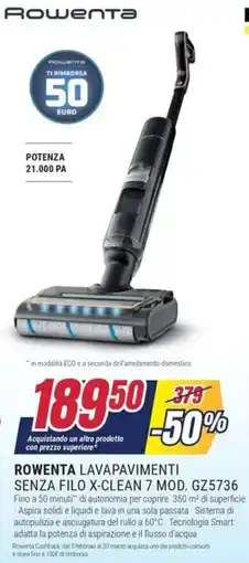 Trony ROWENTA LAVAPAVIMENTI SENZA FILO X-CLEAN 7 MOD. GZ5736 offerta