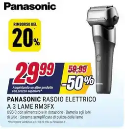 Trony Panasonic rasoio elettrico a 3 lame RM3FX offerta