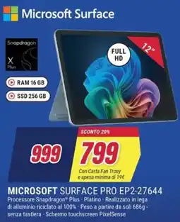 Trony MICROSOFT SURFACE PRO EP2-27644 offerta