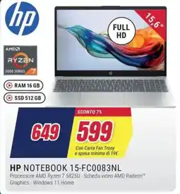 Trony HP NOTEBOOK 15-FC0083NL offerta