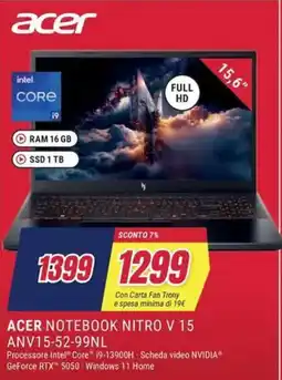 Trony ACER NOTEBOOK NITRO V 15 ANV15-52-99NL offerta