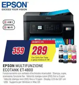 Trony EPSON MULTIFUNZIONE ECOTANK ET-4800 offerta