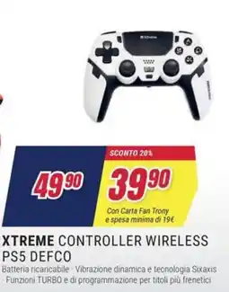 Trony Xtreme controller wireless ps5 defco offerta