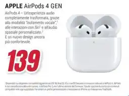 Trony Apple airpods 4 gen offerta