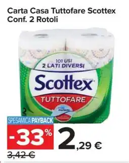 Carrefour Carta Casa Tuttofare Scottex Conf. 2 Rotoli offerta