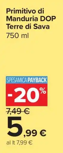 Carrefour Primitivo di Manduria DOP Terre di Sava offerta